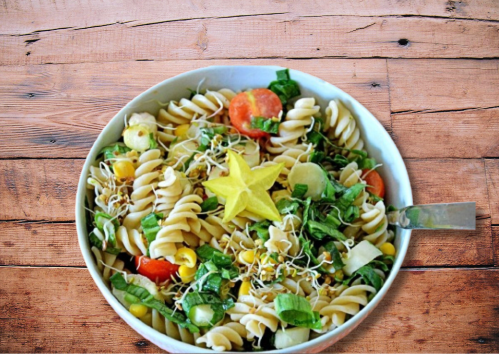 imagen de receta vegana ensalada de pasta verde